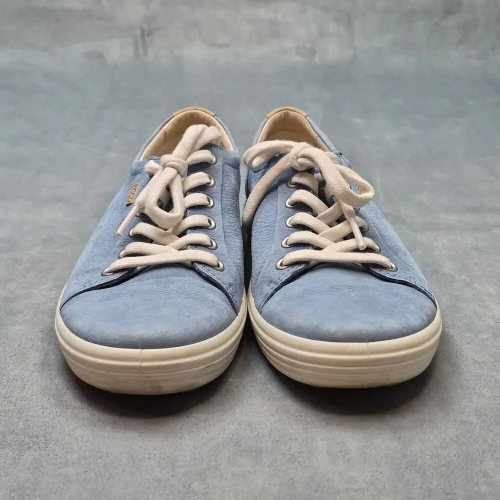 Ecco Ladies Blue Soft Suede Lace-Up Sneakers US Size 10 EU 41 Comfort Casual